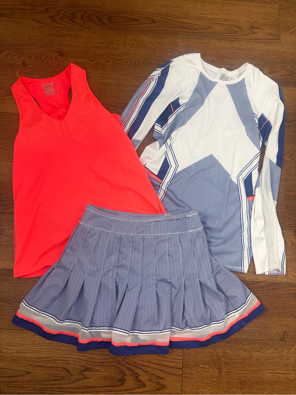 Lucky in Love 3-Piece Tennis Outfit | Skirt Small, Tops Medium ๐พ